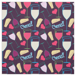 Weinglas Graphic Heart Typografy Cheers Niedlich Stoff