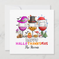 Weinglas Happy Hallowthanksmas T - Shirt