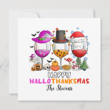 Weinglas Happy Hallowthanksmas T - Shirt