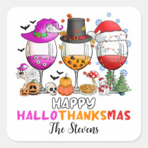 Weinglas Happy Hallowthanksmas T - Shirt