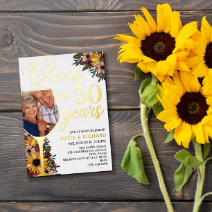 Weinglas jubelt auf 50 Jahre Hochzeitstag Folieneinladung