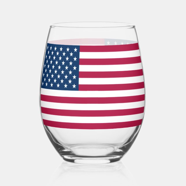 Weinglas mit der Flagge der USA Ohne Stiel (Vorderseite)