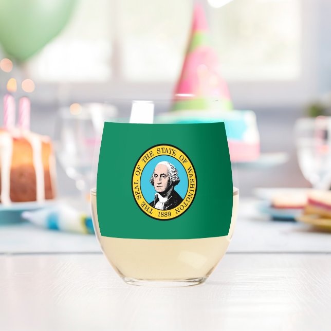 Weinglas mit Flagge des Bundesstaates Washington,  Ohne Stiel (Insitu (Geburtstag))