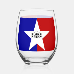 Weinglas mit Flagge von San Antonio, USA Ohne Stiel