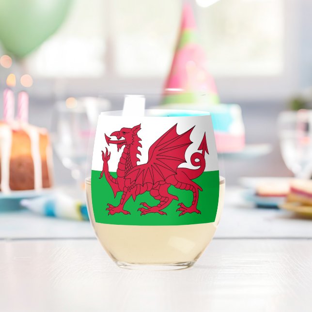 Weinglas mit Flagge von Wales, UK Ohne Stiel (Insitu (Geburtstag))