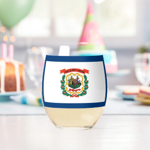 Weinglas mit Flagge von West Virginia, USA Ohne Stiel
