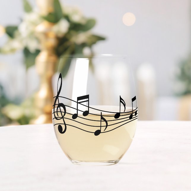 Weinglas mit Musiknoten und Stave Ohne Stiel (Insitu (Hochzeit))