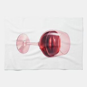 Weinglas mit roten Lippen Cocktail Servietten  Geschirrtuch