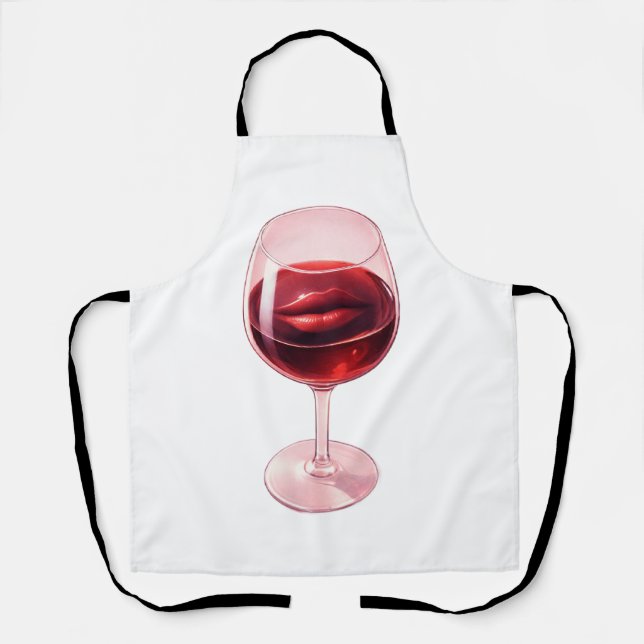 Weinglas mit roten Lippen Cocktail Servietten  Schürze (Vorderseite)