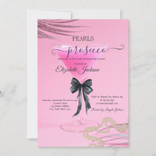 Weinglas Perlen Schleife Rosa Brautparty Einladung