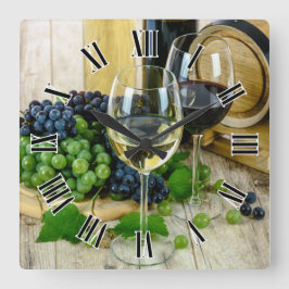 Weinglas 🍷 römische Zahlen Design Quadratische Wanduhr