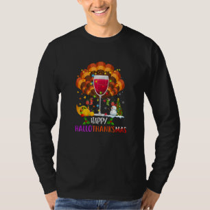 Weinglas Thanksgiving Wein Frohes Hallothanksmas T-Shirt