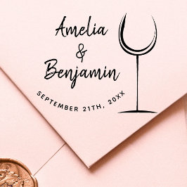 Weinglas Typografie Coupels Namen Hochzeit Gummistempel