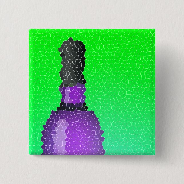 Weinglas und Flasche: Buntglas Button (Vorderseite)