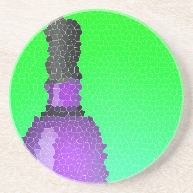 Weinglas und Flasche: Buntglas Getränkeuntersetzer (Vorne)