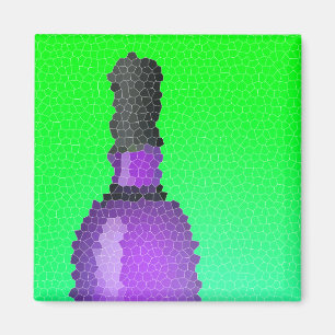 Weinglas und Flasche: Buntglas Magnet