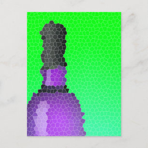 Weinglas und Flasche: Buntglas Postkarte