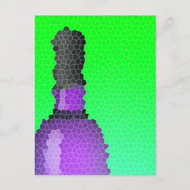 Weinglas und Flasche: Buntglas Postkarte (Vorderseite)
