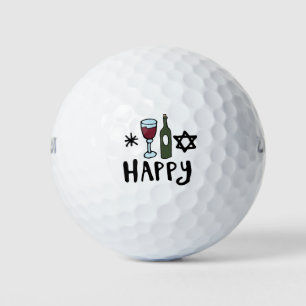 Weinglas und Flasche glücklich Golfball