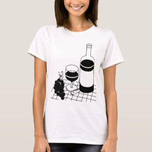 Weinglas und Flaschen Trauben Küche T-Shirt
