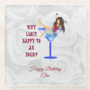 Weinglas und Mädchen Glasuntersetzer