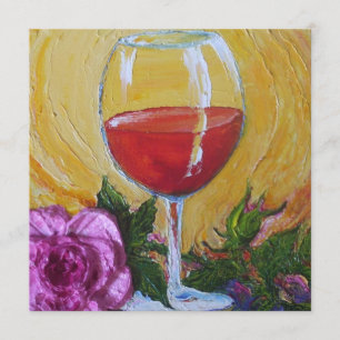 Weinglas und Rosa Party Einladung