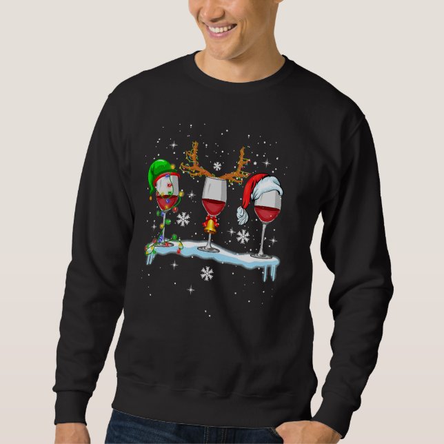 Weinglas Weihnachten Weihnachtsmannmütze Sweatshirt (Vorderseite)