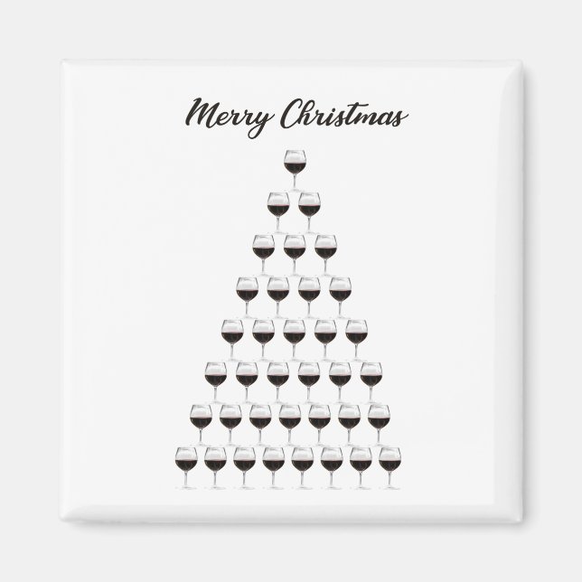 Weinglas Weihnachtsbaum Magnet (Vorne)
