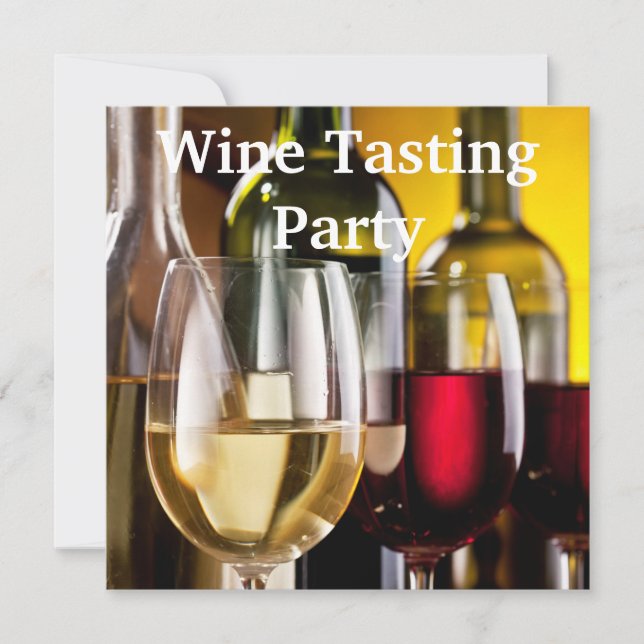 Weingläser Flaschen Wein Party Einladung (Vorderseite)