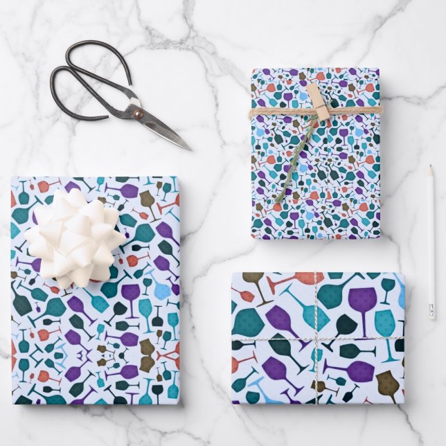 Weingläser! Geschenkpapier Set (Vorderseite)