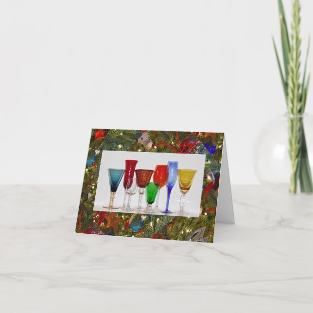 Weingläser-Grußkarte Feiertagskarte (Vorderseite)