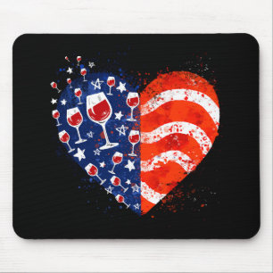 Weingläser Herz 4. Juli Patriotische Amerikanerin Mousepad
