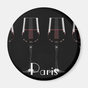 Weingläser mit Rotwein auf schwarz Magnet