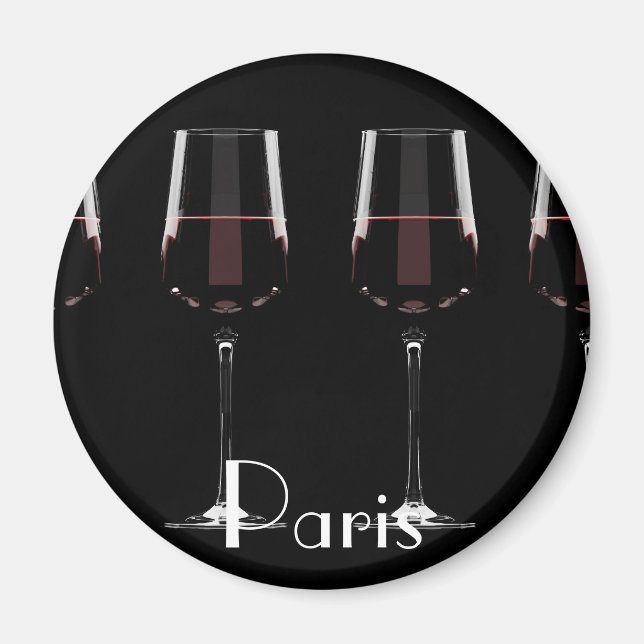 Weingläser mit Rotwein auf schwarz Magnet (Vorne)