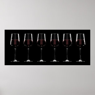Weingläser mit Rotwein auf schwarz Poster