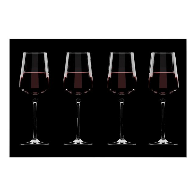 Weingläser mit Rotwein auf schwarz Poster (Vorderseite)