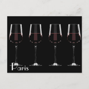 Weingläser mit Rotwein auf schwarz Postkarte