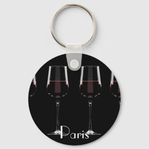 Weingläser mit Rotwein auf schwarz Schlüsselanhänger