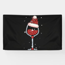 Weingläser Weihnachtsmannmütze Weihnachten Banner
