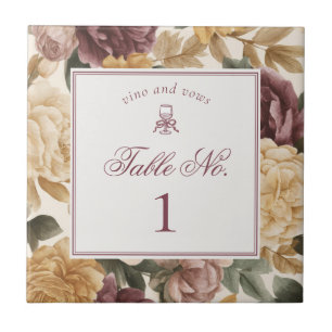 Weingut Jahrgang Florale Hochzeit Tisch Nummer Fliese