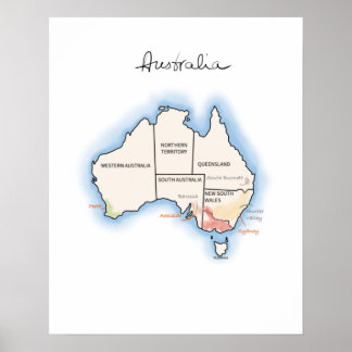 Weinkarte Australiens Poster