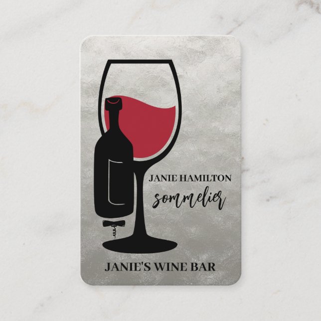 Weinkarte Bar Sommelier Designer Business Card Visitenkarte (Vorderseite)