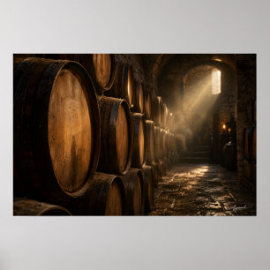 Weinkeller-Fassreihen-Fotografie Poster