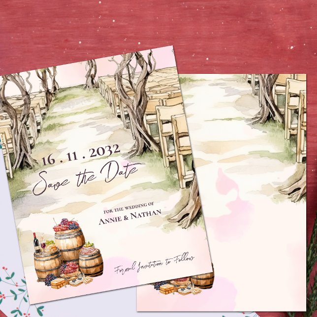 Weinkeller Hochzeit auf Grapevine Inspiriert Save The Date (Grapevine-Inspired Rustic Chic Winery Wedding Save The Date)