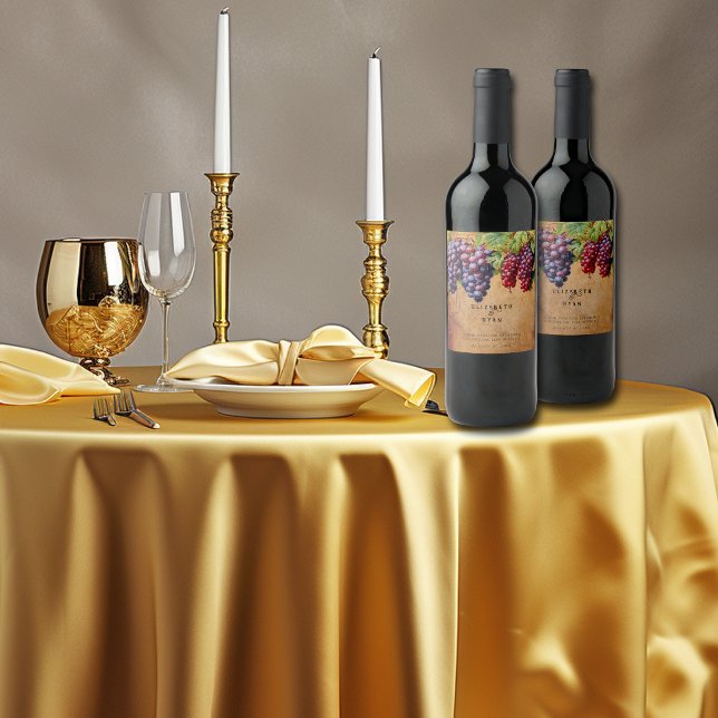 Weinkeller Hochzeit Lila Rote Trauben Weinetikett (Von Creator hochgeladen)