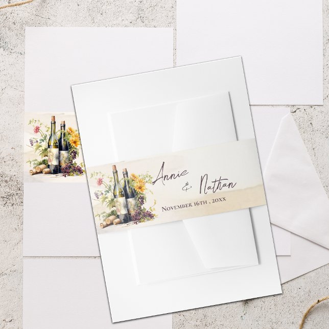 Weinkeller mit Weinrebe Inspiriert Rustikale Hochz Einladungsbanderole (Grapevine-Inspired Chic Winery Rustic Wedding Invitation Belly Band)