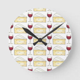 Weinkeller Roter Wein Glas Brie Feinschmecker Wein Runde Wanduhr