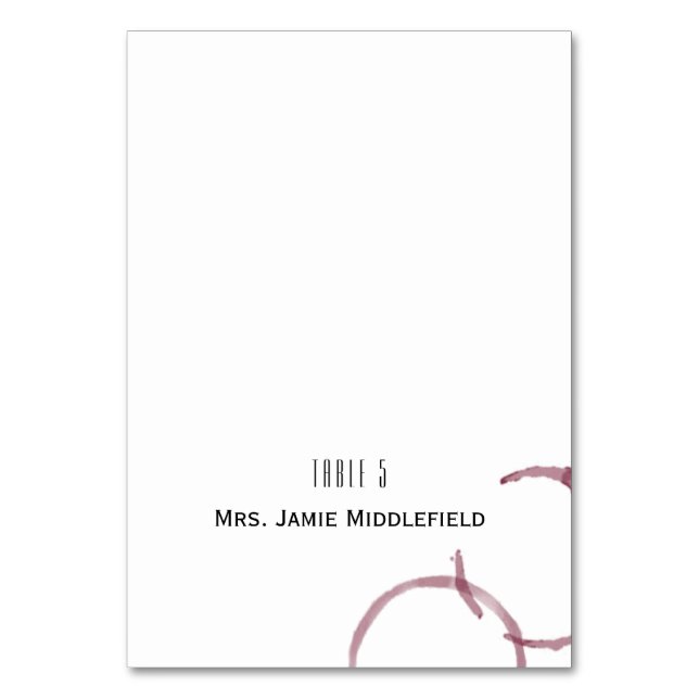 Weinkeller Weinkeller Weinkultur und Erde Weinrout Tischnummer (Vorderseite)