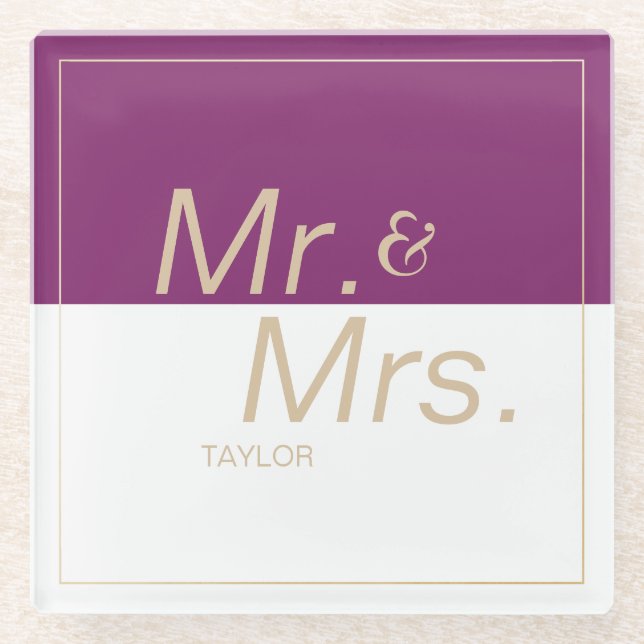 Weinkellerei lila minimalistisch moderne Hochzeit  Glasuntersetzer (Vorderseite)