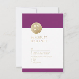 Weinkellerei lila minimalistisch moderne Hochzeit  RSVP Karte